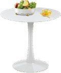 Dining Table Round Kitchen Table with Gloss Steel Tube and Base