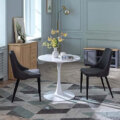 Dining Table Round Kitchen Table with Gloss Steel Tube and Base - Image 3