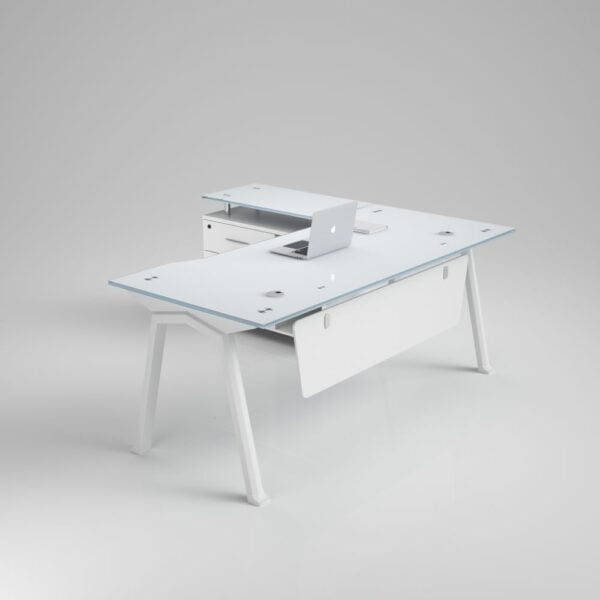 buy Evergreen Corner Glass Modern Office Desk Table