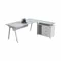 Evergreen Corner Glass Modern Office Desk Table - Image 2