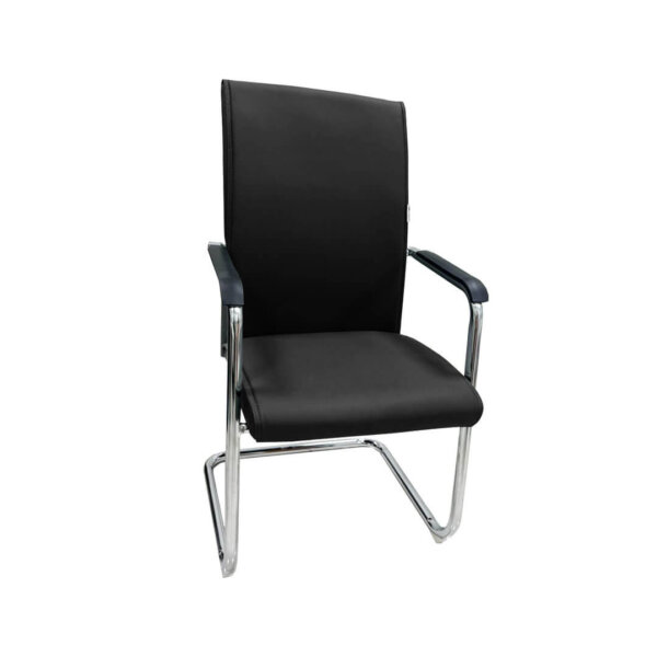 Modern Black Visitor Chair with Chrome Frame - Image 1