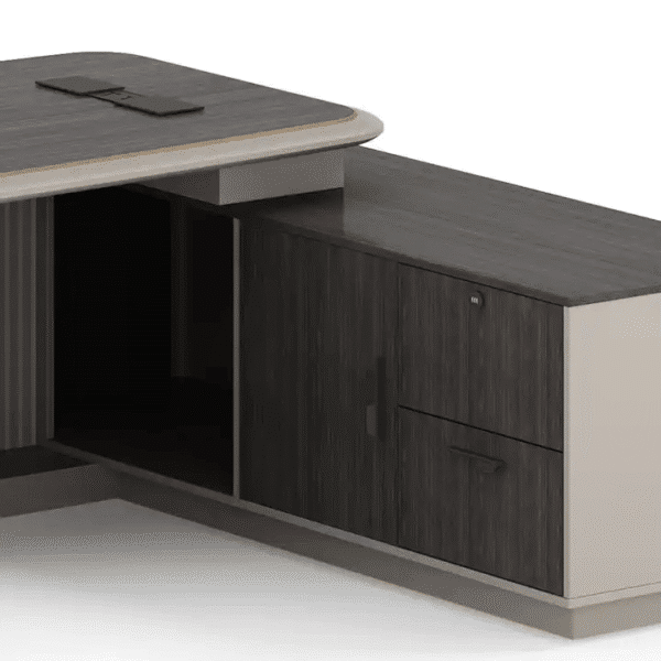 Modern Executive Office Desk with Side Cabinet - Image 5