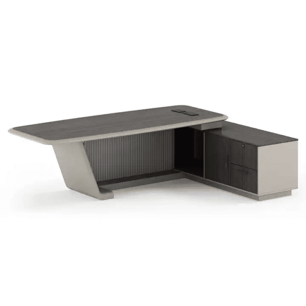 Modern Executive Office Desk with Side Cabinet - Image 4