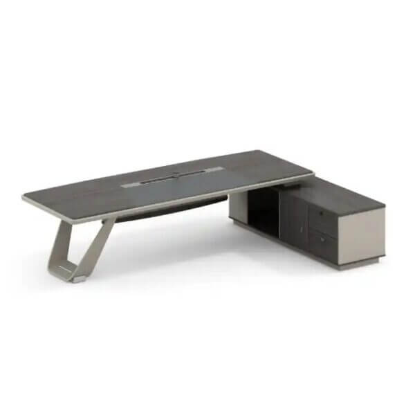 Executive Office Desk with Steel Legs and Side Storage - Image 3