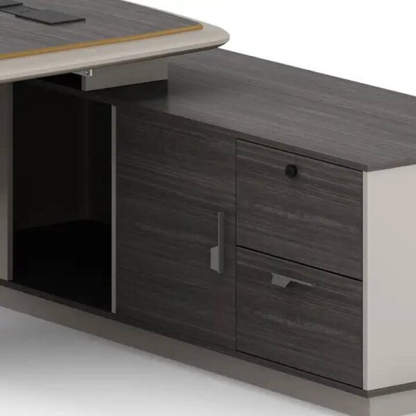 Executive Modern Office Desk with Side Storage - Image 3