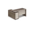 Executive L-Shaped Office Desk khaki walnut finish