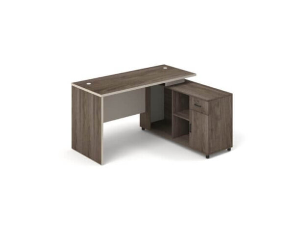 Executive L-Shaped Office Desk khaki walnut finish - Image 2