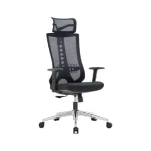 High-back ergonomic mesh office chair with adjustable headrest and lumbar support