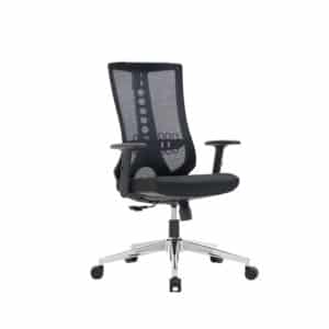 Medium-back ergonomic office chair with mesh back and flip-up armrests