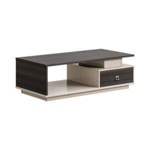 120x60x45 cm rectangular coffee table with walnut top and beige base