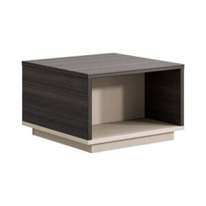 60x60x45 cm square coffee table with walnut top and beige base