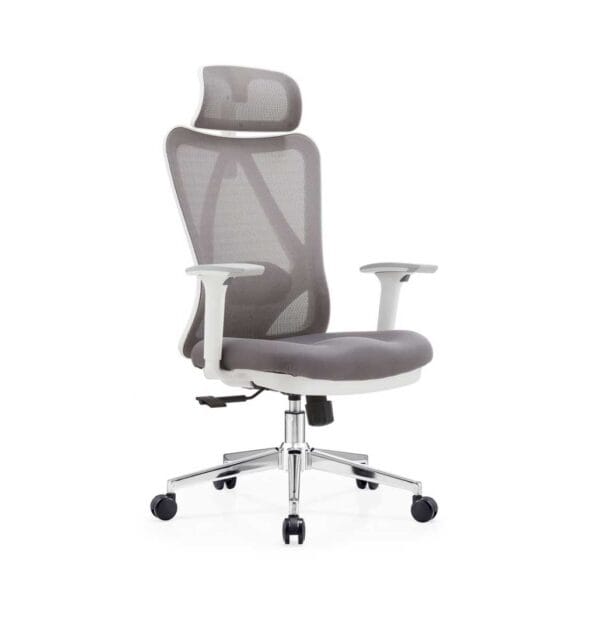 ErgoMesh High Back White Office Chair with Headrest - Image 2