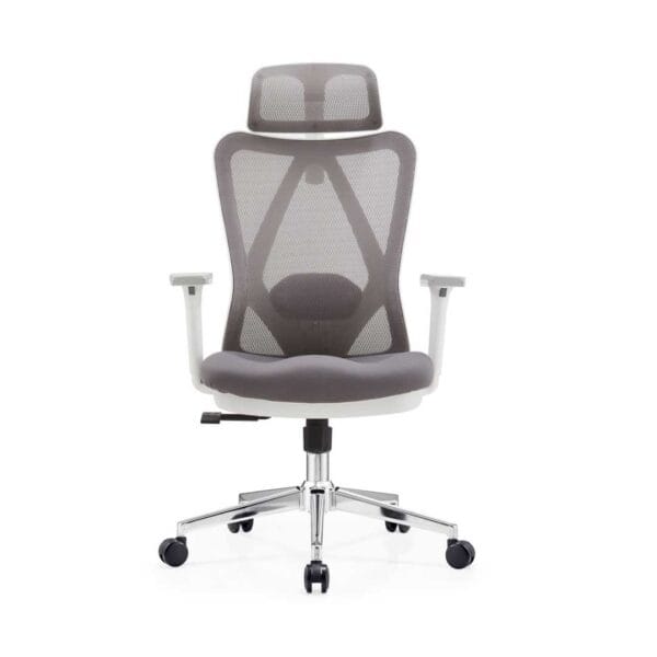 ErgoMesh High Back White Office Chair with Headrest - Image 4