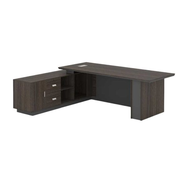 Executive L-Shaped Office Desk Coffee Grey - Image 2