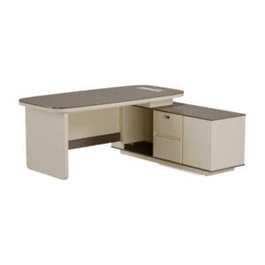 Rounded Executive Office Desk Grey Oak Khaki