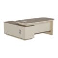 EliteWave Rounded Executive Office Desk Grey Oak & Khaki Finish