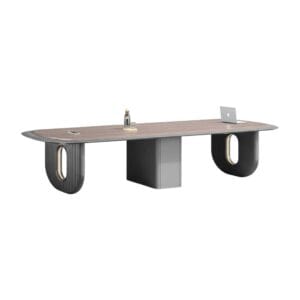 Luxury Executive Curved Meeting Table Dark Walnut